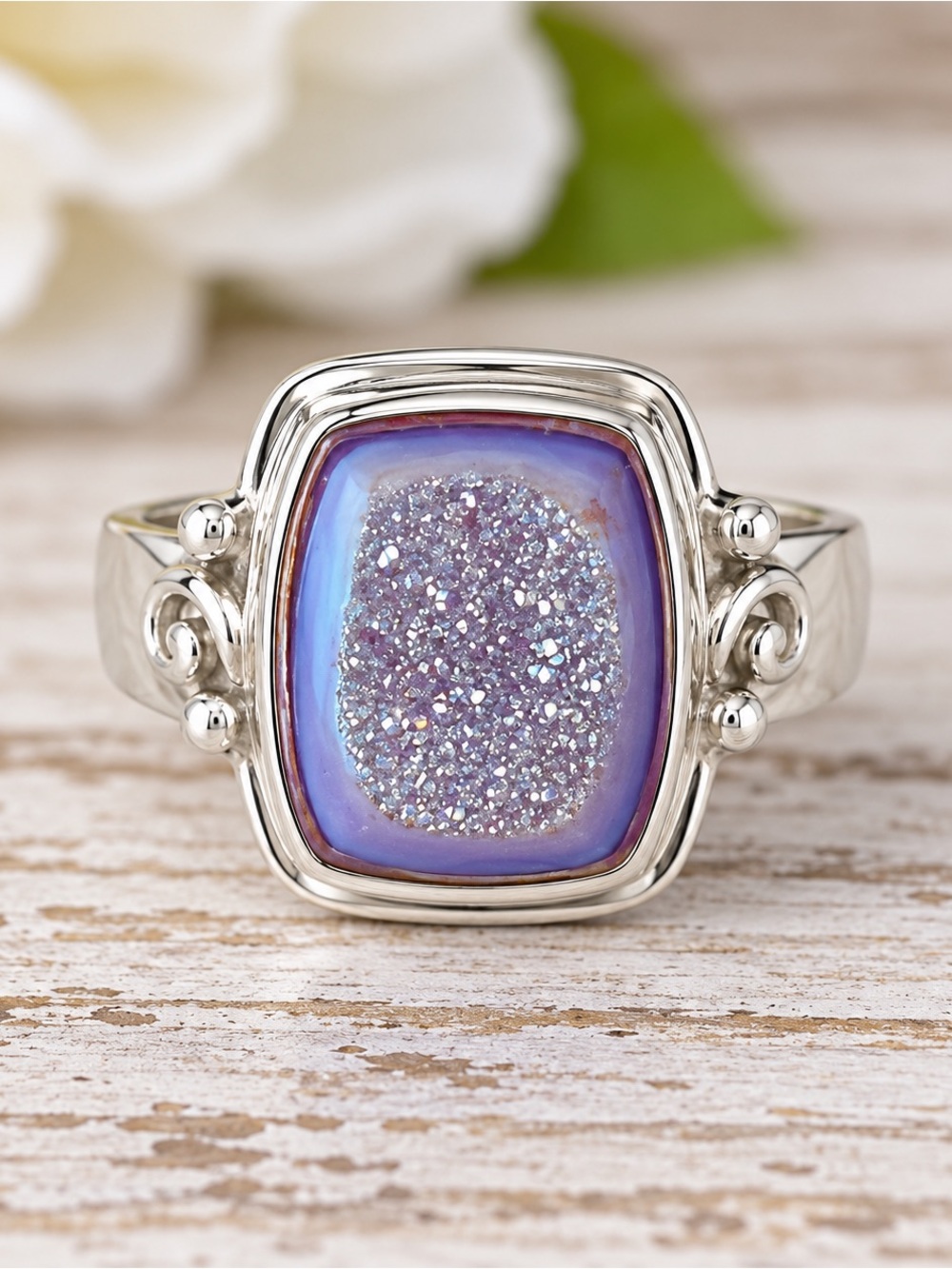 Sajen Sterling Silver Lavender Druzy Ring